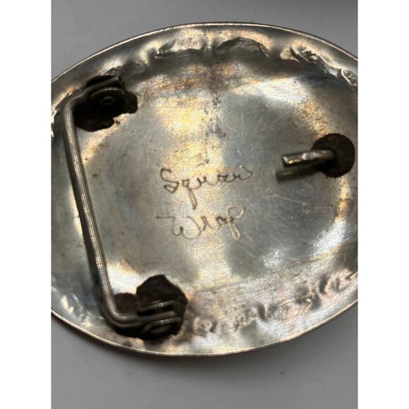 Squaw Wrap Vintage Native American Turquoise Coral Buffalo Nickel Belt Buckle - Picture 8 of 8